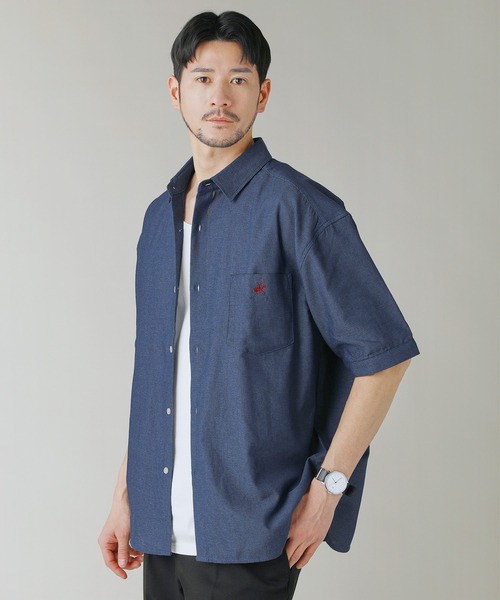 BEVERLY HILLS POLO CLUB(ビバリーヒルズポロクラブ)の「BEVERLY HILLS POLO CLUB/テックシアー速乾半袖シャツ(シャツ/ブラウス・メンズ・オフホワイト/サックスブルー/スミクロ/ネイビー・M/L)」の3枚目の写真