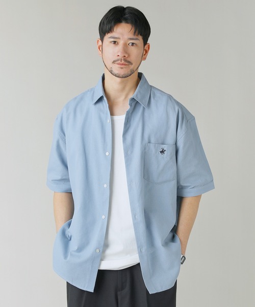 BEVERLY HILLS POLO CLUB(ビバリーヒルズポロクラブ)の「BEVERLY HILLS POLO CLUB/テックシアー速乾半袖シャツ(シャツ/ブラウス・メンズ・オフホワイト/サックスブルー/スミクロ/ネイビー・M/L)」の4枚目の写真