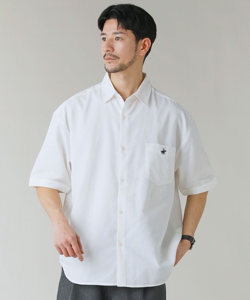 BEVERLY HILLS POLO CLUB(ビバリーヒルズポロクラブ)の「BEVERLY HILLS POLO CLUB/テックシアー速乾半袖シャツ(シャツ/ブラウス・メンズ・オフホワイト/サックスブルー/スミクロ/ネイビー・M/L)」の5枚目の写真