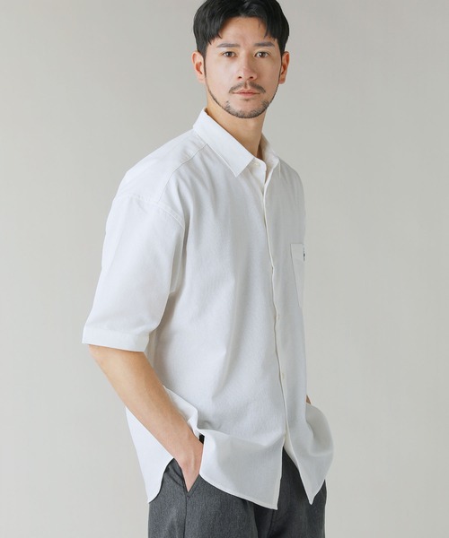 BEVERLY HILLS POLO CLUB(ビバリーヒルズポロクラブ)の「BEVERLY HILLS POLO CLUB/テックシアー速乾半袖シャツ(シャツ/ブラウス・メンズ・オフホワイト/サックスブルー/スミクロ/ネイビー・M/L)」の6枚目の写真