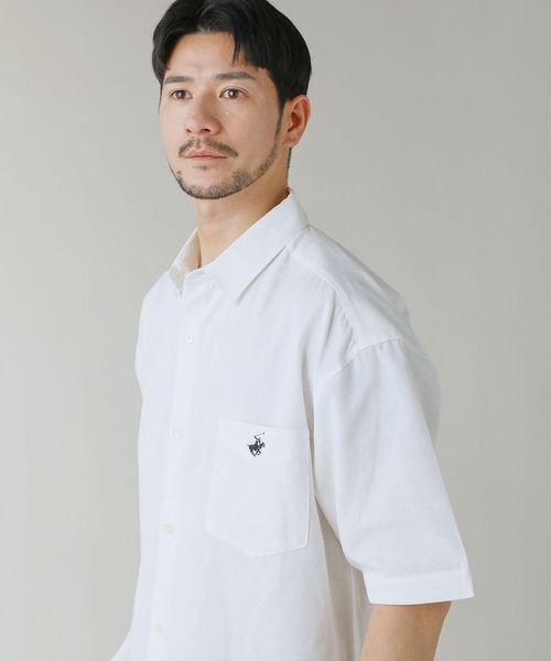 BEVERLY HILLS POLO CLUB(ビバリーヒルズポロクラブ)の「BEVERLY HILLS POLO CLUB/テックシアー速乾半袖シャツ(シャツ/ブラウス・メンズ・オフホワイト/サックスブルー/スミクロ/ネイビー・M/L)」の7枚目の写真