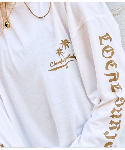 anap mimpi（アナップミンピ）の「チェッカー サーフ 袖ロゴ プリント ビッグ 長袖 ロンT（Tシャツ/カットソー・レディース・ブラック/オフホワイト・FREE）」の5枚目の写真