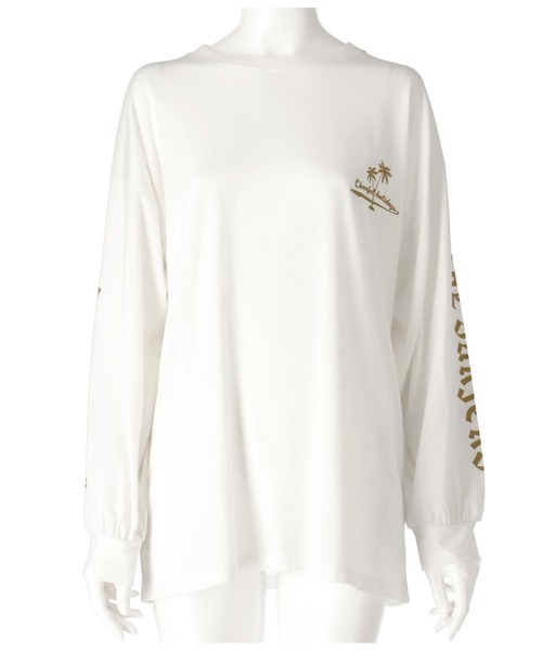 anap mimpi（アナップミンピ）の「チェッカー サーフ 袖ロゴ プリント ビッグ 長袖 ロンT（Tシャツ/カットソー・レディース・ブラック/オフホワイト・FREE）」の15枚目の写真