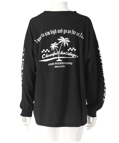 anap mimpi（アナップミンピ）の「チェッカー サーフ 袖ロゴ プリント ビッグ 長袖 ロンT（Tシャツ/カットソー・レディース・ブラック/オフホワイト・FREE）」の20枚目の写真