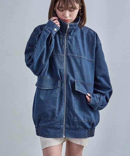 Fashion Letter（ファッションレター）の「スタンドカラー オーバーサイズデニムジャケット（デニムジャケット・レディース・ネイビー/ブルー/ブラック・M）」の3枚目の写真