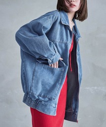 Fashion Letter | スタンドカラー オーバーサイズデニムジャケット(デニムジャケット)