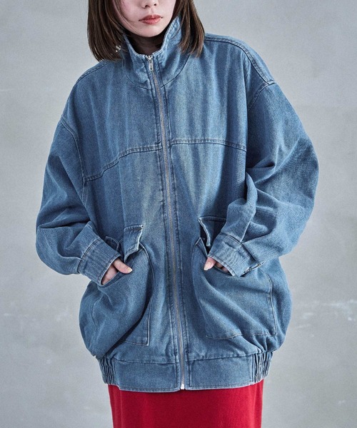 Fashion Letter（ファッションレター）の「スタンドカラー オーバーサイズデニムジャケット（デニムジャケット・レディース・ネイビー/ブルー/ブラック・M）」の4枚目の写真