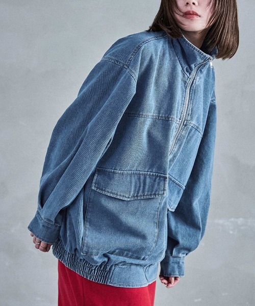 Fashion Letter（ファッションレター）の「スタンドカラー オーバーサイズデニムジャケット（デニムジャケット・レディース・ネイビー/ブルー/ブラック・M）」の6枚目の写真
