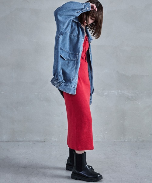 Fashion Letter（ファッションレター）の「スタンドカラー オーバーサイズデニムジャケット（デニムジャケット・レディース・ネイビー/ブルー/ブラック・M）」の9枚目の写真