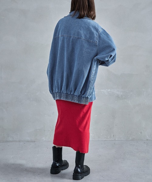 Fashion Letter（ファッションレター）の「スタンドカラー オーバーサイズデニムジャケット（デニムジャケット・レディース・ネイビー/ブルー/ブラック・M）」の11枚目の写真