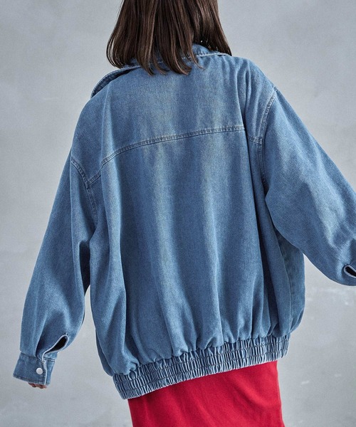 Fashion Letter（ファッションレター）の「スタンドカラー オーバーサイズデニムジャケット（デニムジャケット・レディース・ネイビー/ブルー/ブラック・M）」の12枚目の写真