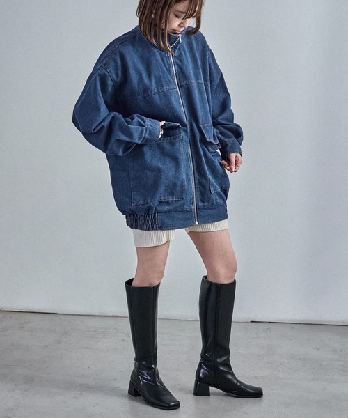 Fashion Letter（ファッションレター）の「スタンドカラー オーバーサイズデニムジャケット（デニムジャケット・レディース・ネイビー/ブルー/ブラック・M）」の17枚目の写真