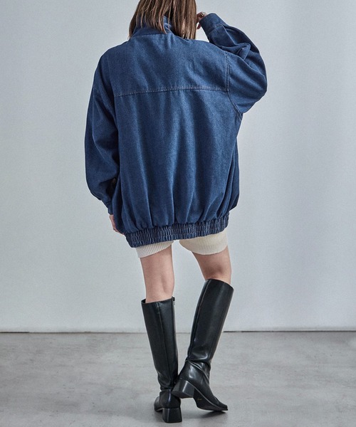 Fashion Letter（ファッションレター）の「スタンドカラー オーバーサイズデニムジャケット（デニムジャケット・レディース・ネイビー/ブルー/ブラック・M）」の19枚目の写真