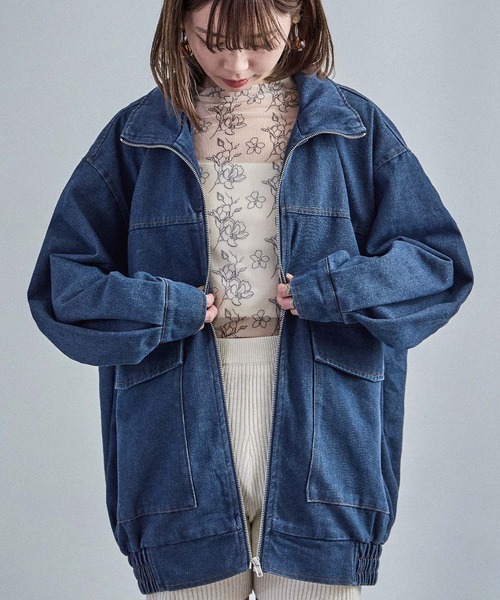 Fashion Letter（ファッションレター）の「スタンドカラー オーバーサイズデニムジャケット（デニムジャケット・レディース・ネイビー/ブルー/ブラック・M）」の21枚目の写真