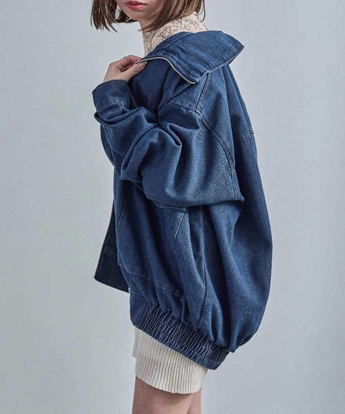Fashion Letter（ファッションレター）の「スタンドカラー オーバーサイズデニムジャケット（デニムジャケット・レディース・ネイビー/ブルー/ブラック・M）」の22枚目の写真