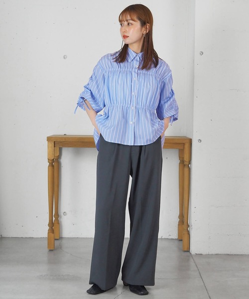 tiptop(ティップトップ)の「袖ドロストシャーリングシャツ(シャツ/ブラウス・レディース・ピンク系その他/オフホワイト/サックスブルー系・FREE)」の21枚目の写真