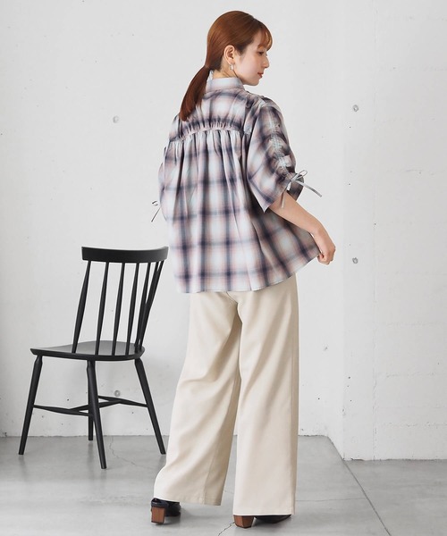boohoo ステッチ Tシャツ & ニット トラックスーツ taupe セール】袖ドロストシャーリングシャツ(シャツ/ブラウス