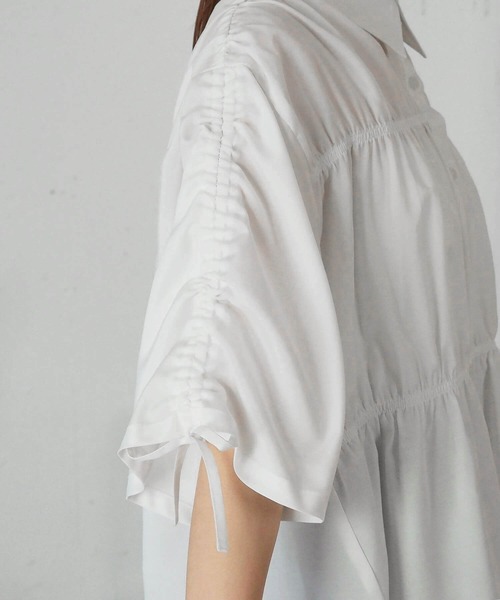 tiptop(ティップトップ)の「袖ドロストシャーリングシャツ(シャツ/ブラウス・レディース・ピンク系その他/オフホワイト/サックスブルー系・FREE)」の14枚目の写真