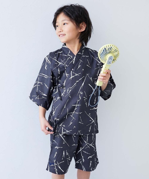 devirock（デビロック）の「えらべるデザイン クラシカル甚平（浴衣・キッズ・ブルー系2/ネイビー系2/グレー系2/ブルー系1/ネイビー系1/グレー系1・90cm/100cm/110cm/120cm/130cm/140cm/150cm/160cm）」の4枚目の写真