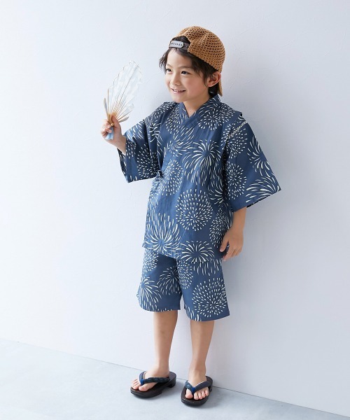 devirock（デビロック）の「えらべるデザイン クラシカル甚平（浴衣・キッズ・ブルー系2/ネイビー系2/グレー系2/ブルー系1/ネイビー系1/グレー系1・90cm/100cm/110cm/120cm/130cm/140cm/150cm/160cm）」の19枚目の写真