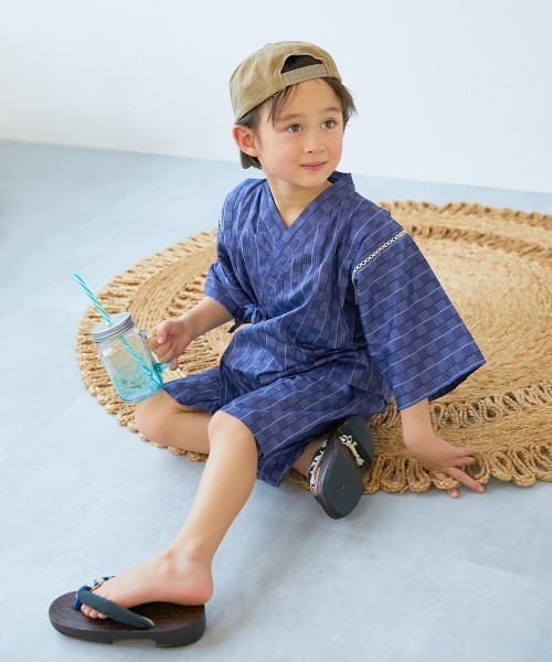 devirock（デビロック）の「えらべるデザイン クラシカル甚平（浴衣・キッズ・ブルー系2/ネイビー系2/グレー系2/ブルー系1/ネイビー系1/グレー系1・90cm/100cm/110cm/120cm/130cm/140cm/150cm/160cm）」の18枚目の写真
