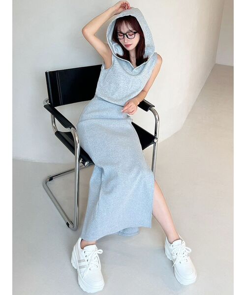即日発送！RESEXXY スウェットフーディーワンピース グレー　完売カラー セール】スウェットフーディーワンピース（ワンピース