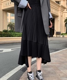 ウエストゴムスタイルアップアシンメトリープリーツスカート