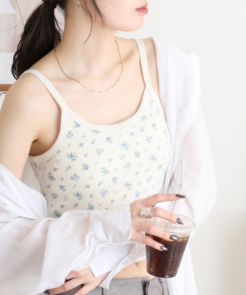 JEMORGAN(ジェーイーモーガン)の「JEMORGAN ワッフル花柄クロップドキャミソール(キャミソール・レディース・サックスブルー/パープル/ベージュ系その他/ピンク・F)」の10枚目の写真