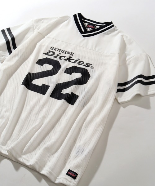 Dickies（ディッキーズ）の「【GENUINE DICKIES/ジェニュインディッキーズ】ストレッチハーフスリーブゲームシャツ（Tシャツ/カットソー・レディース・オフホワイト/パープル/ブラック・M/L）」の4枚目の写真
