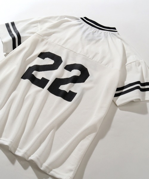 Dickies（ディッキーズ）の「【GENUINE DICKIES/ジェニュインディッキーズ】ストレッチハーフスリーブゲームシャツ（Tシャツ/カットソー・レディース・オフホワイト/パープル/ブラック・M/L）」の6枚目の写真