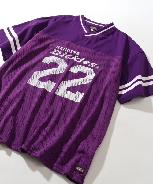 Dickies（ディッキーズ）の「【GENUINE DICKIES/ジェニュインディッキーズ】ストレッチハーフスリーブゲームシャツ（Tシャツ/カットソー・レディース・オフホワイト/パープル/ブラック・M/L）」の10枚目の写真