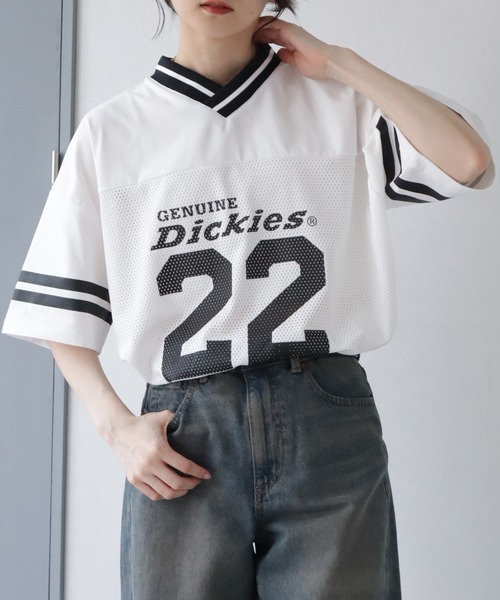 Dickies（ディッキーズ）の「【GENUINE DICKIES/ジェニュインディッキーズ】ストレッチハーフスリーブゲームシャツ（Tシャツ/カットソー・レディース・オフホワイト/パープル/ブラック・M/L）」の19枚目の写真