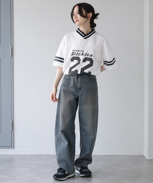 Dickies（ディッキーズ）の「【GENUINE DICKIES/ジェニュインディッキーズ】ストレッチハーフスリーブゲームシャツ（Tシャツ/カットソー・レディース・オフホワイト/パープル/ブラック・M/L）」の21枚目の写真