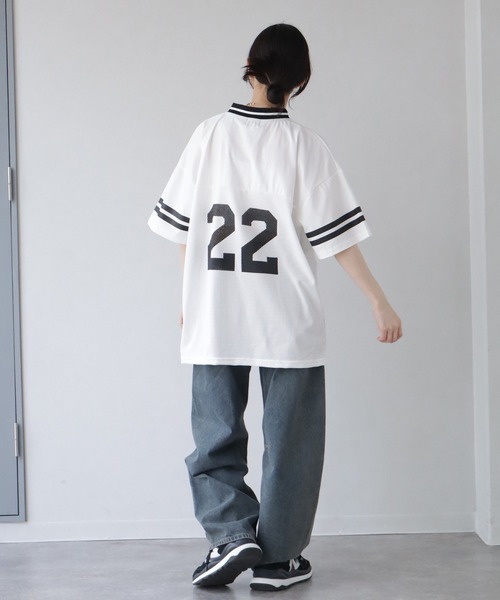 Dickies（ディッキーズ）の「【GENUINE DICKIES/ジェニュインディッキーズ】ストレッチハーフスリーブゲームシャツ（Tシャツ/カットソー・レディース・オフホワイト/パープル/ブラック・M/L）」の22枚目の写真