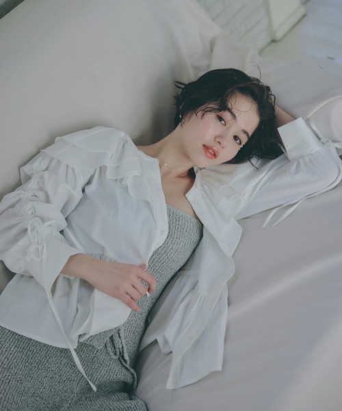 NOTREemor(ノートルエモア)の「frill design blouse(シャツ/ブラウス・レディース・ホワイト/ピンク・FREE)」の1枚目の写真