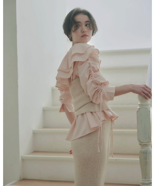 NOTREemor(ノートルエモア)の「frill design blouse(シャツ/ブラウス・レディース・ホワイト/ピンク・FREE)」の6枚目の写真