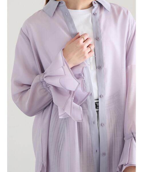 Te chichi（テチチ）の「フレアスリーブシアーシャツ（シャツ/ブラウス・レディース・ベージュ/ラベンダー/グレー・F）」の3枚目の写真