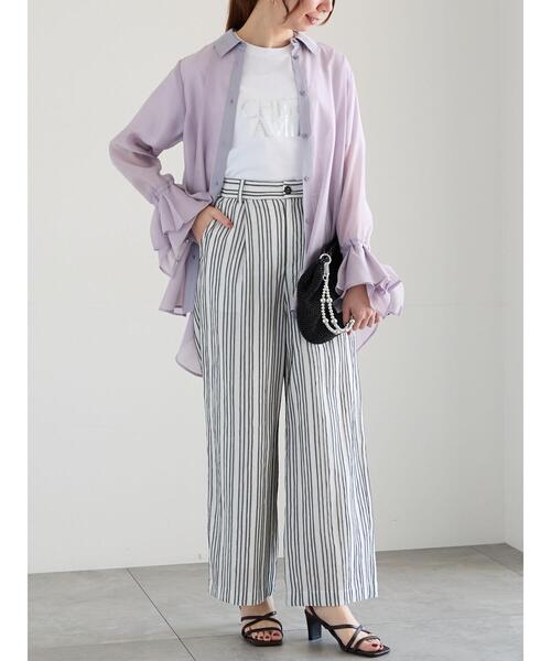 Te chichi（テチチ）の「フレアスリーブシアーシャツ（シャツ/ブラウス・レディース・ベージュ/ラベンダー/グレー・F）」の21枚目の写真