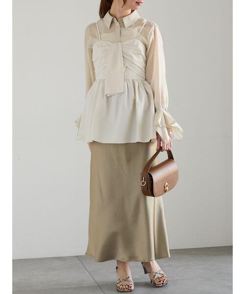 Te chichi（テチチ）の「フレアスリーブシアーシャツ（シャツ/ブラウス・レディース・ベージュ/ラベンダー/グレー・F）」の4枚目の写真