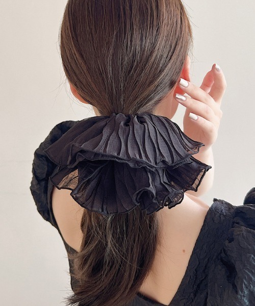 ACCA ネイビー フリルシュシュ ヘアアクセサリー＞ラッフルシュシュ – manipuri