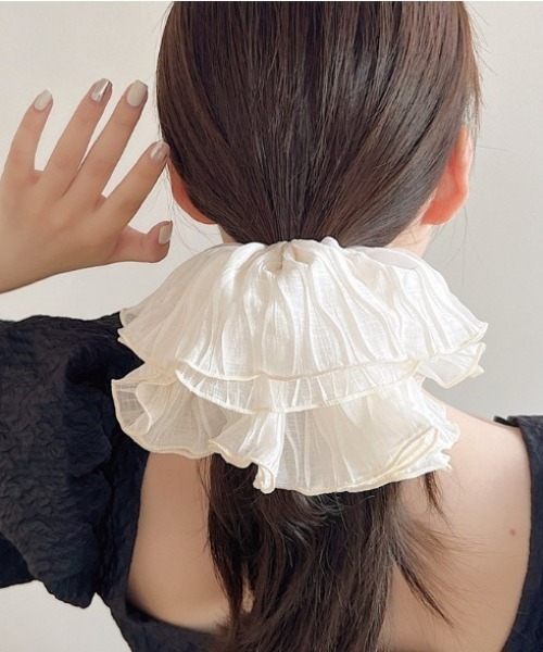 ACCA ネイビー フリルシュシュ ACCA ネイビー フリルシュシュ ヘアアクセサリー＞ラッフル