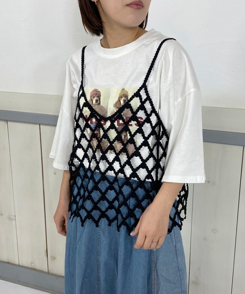 CRB(シーアールビー)の「クロシェ編キャミソールビスチェ(キャミソール・レディース・アイボリー/ブラック・F)」の14枚目の写真