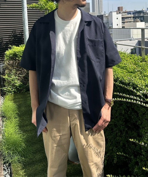 etre pret(エトレプレ)の「ユニセックス開襟シャツジャケット(シャツ/ブラウス・レディース・ブラック/アイボリー/ベージュ/ネイビー・S/3L/LL/L/M/SS)」の4枚目の写真