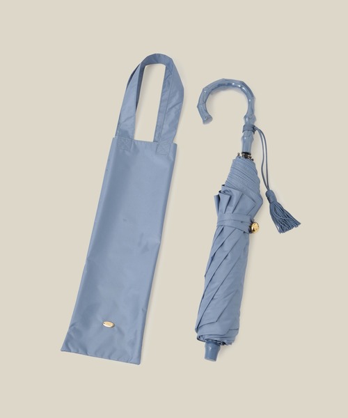 晴雨兼用・高機能】2段式開閉 折りたたみバンブーパラソル【UVカット