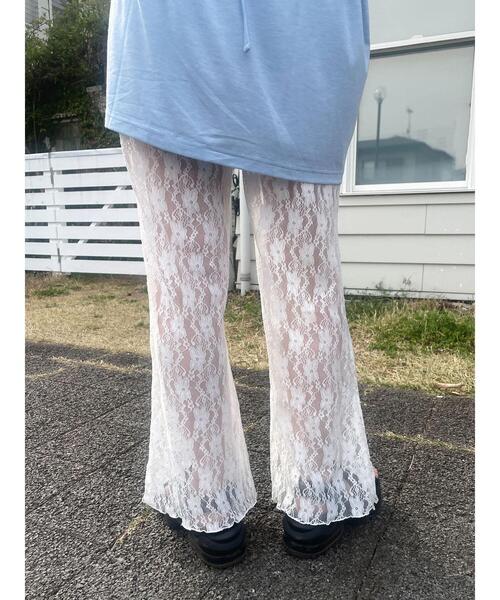 ehka sopo(エヘカソポ)の「レースフレアパンツ(その他パンツ・レディース・オフホワイト/ブラック・F)」の6枚目の写真