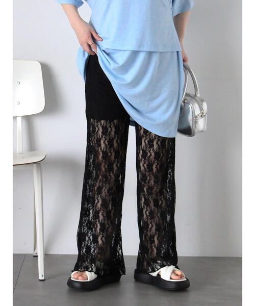 ehka sopo(エヘカソポ)の「レースフレアパンツ(その他パンツ・レディース・オフホワイト/ブラック・F)」の7枚目の写真