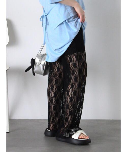 ehka sopo(エヘカソポ)の「レースフレアパンツ(その他パンツ・レディース・オフホワイト/ブラック・F)」の8枚目の写真