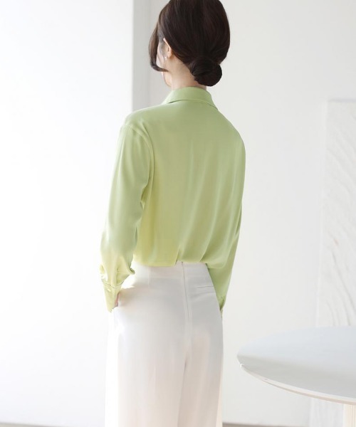 Miniministore（ミニミニストア）の「ツイストブラウス長袖ブラウスVネック上品（シャツ/ブラウス・レディース・ブラック/ライトピンク/ライトグリーン/ホワイト・L/M）」の15枚目の写真