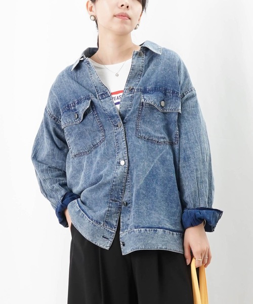 LUCA/LADY LUCK LUCA(ルカ/レディラックルカ)の「LC/LLL Gジャン風シアーシャツブルゾン/デニムシアーシャツ(ブルゾン・レディース・インディゴブルー/ブルー・FREE)」の17枚目の写真