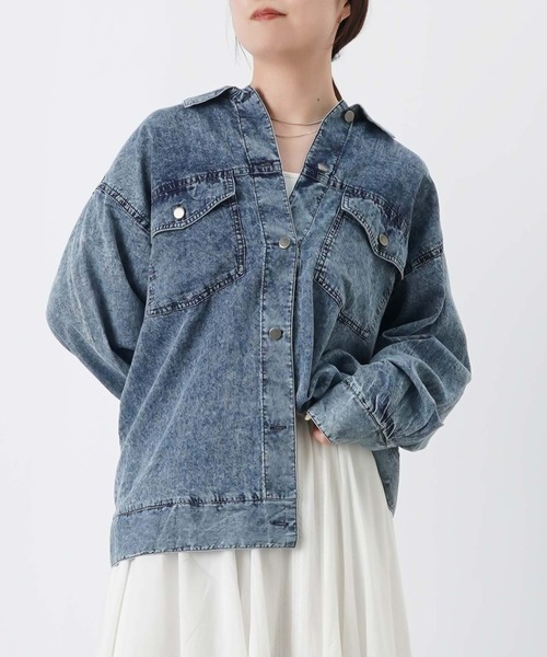 LUCA/LADY LUCK LUCA(ルカ/レディラックルカ)の「LC/LLL Gジャン風シアーシャツブルゾン/デニムシアーシャツ(ブルゾン・レディース・インディゴブルー/ブルー・FREE)」の11枚目の写真
